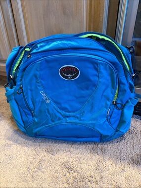 OSPREY Blue Laptop Messenger Bag with Lime Accents